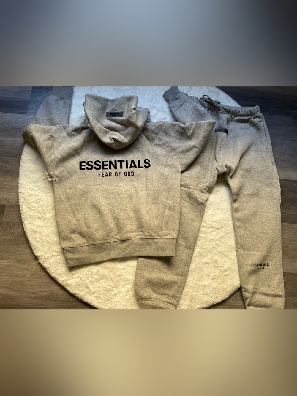 Fear of God Essentials Heather Grey Hoodie and Sweatpants Set for kids
